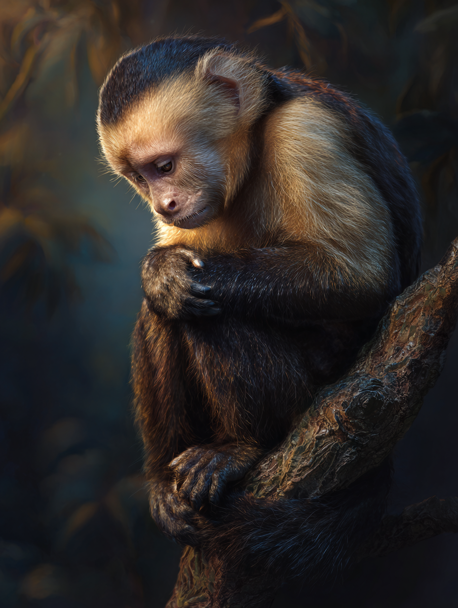 Child emotions - lonely capuchin monkey